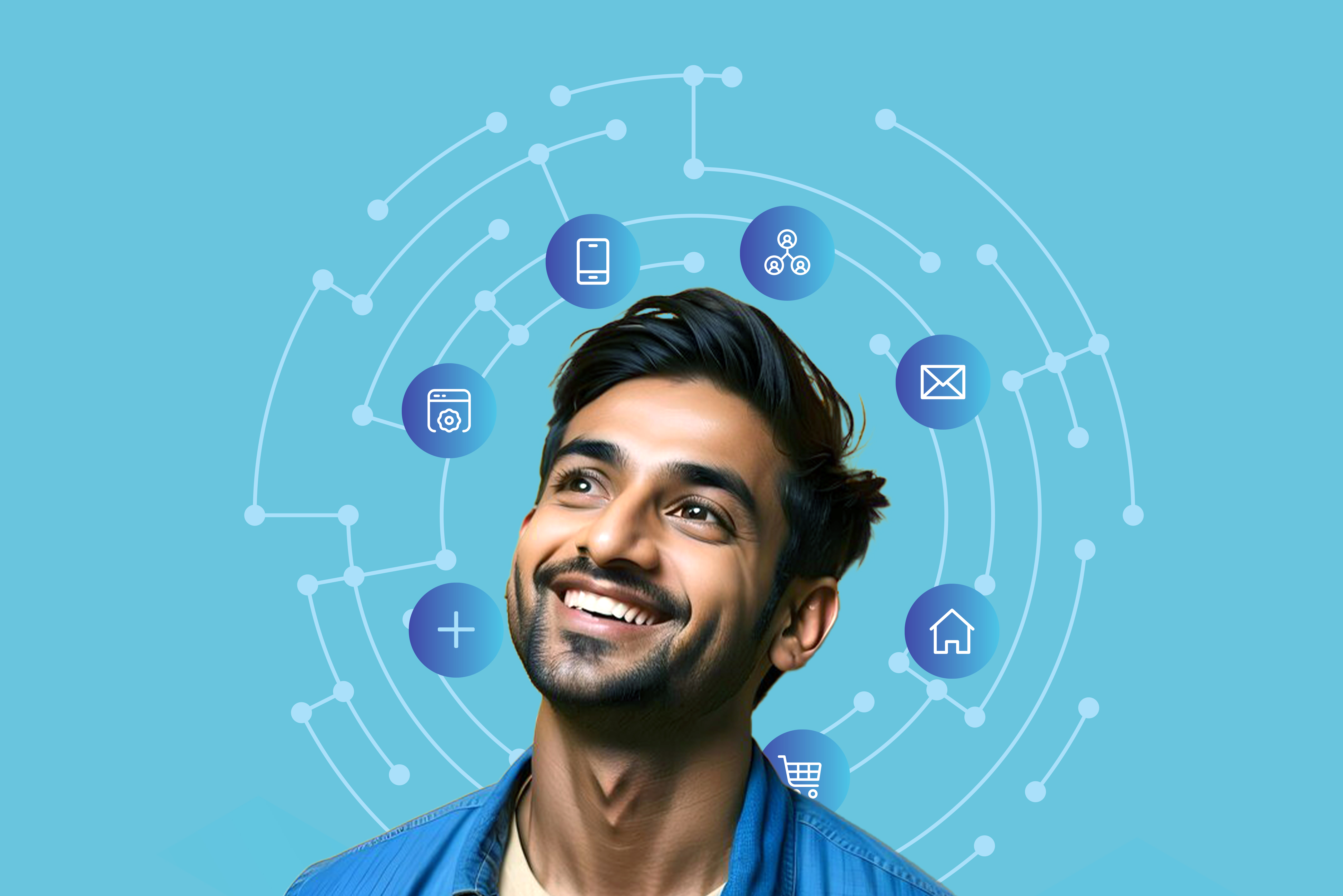 A Visual Representation Of AI-Driven Ad Cohort Optimization With Smiling Man